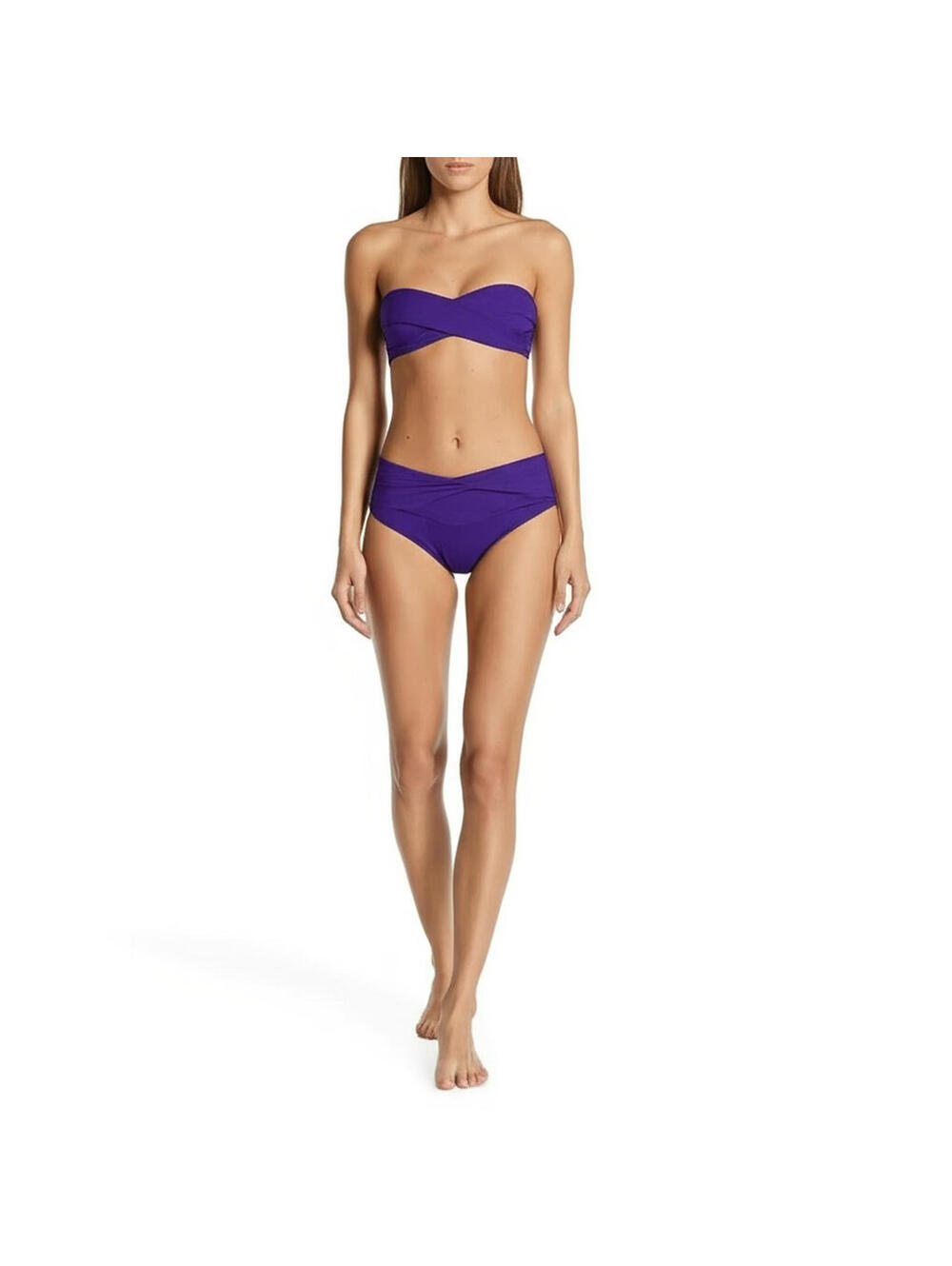 NWT Fabletics Womens Swim Bottom XL Purple High Waisted Crossover Beach Pool